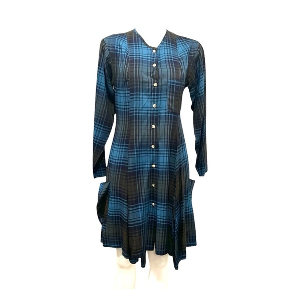 Marithe Girbaud Francois plaid long sleeve button down dress size medium - Picture 1 of 9
